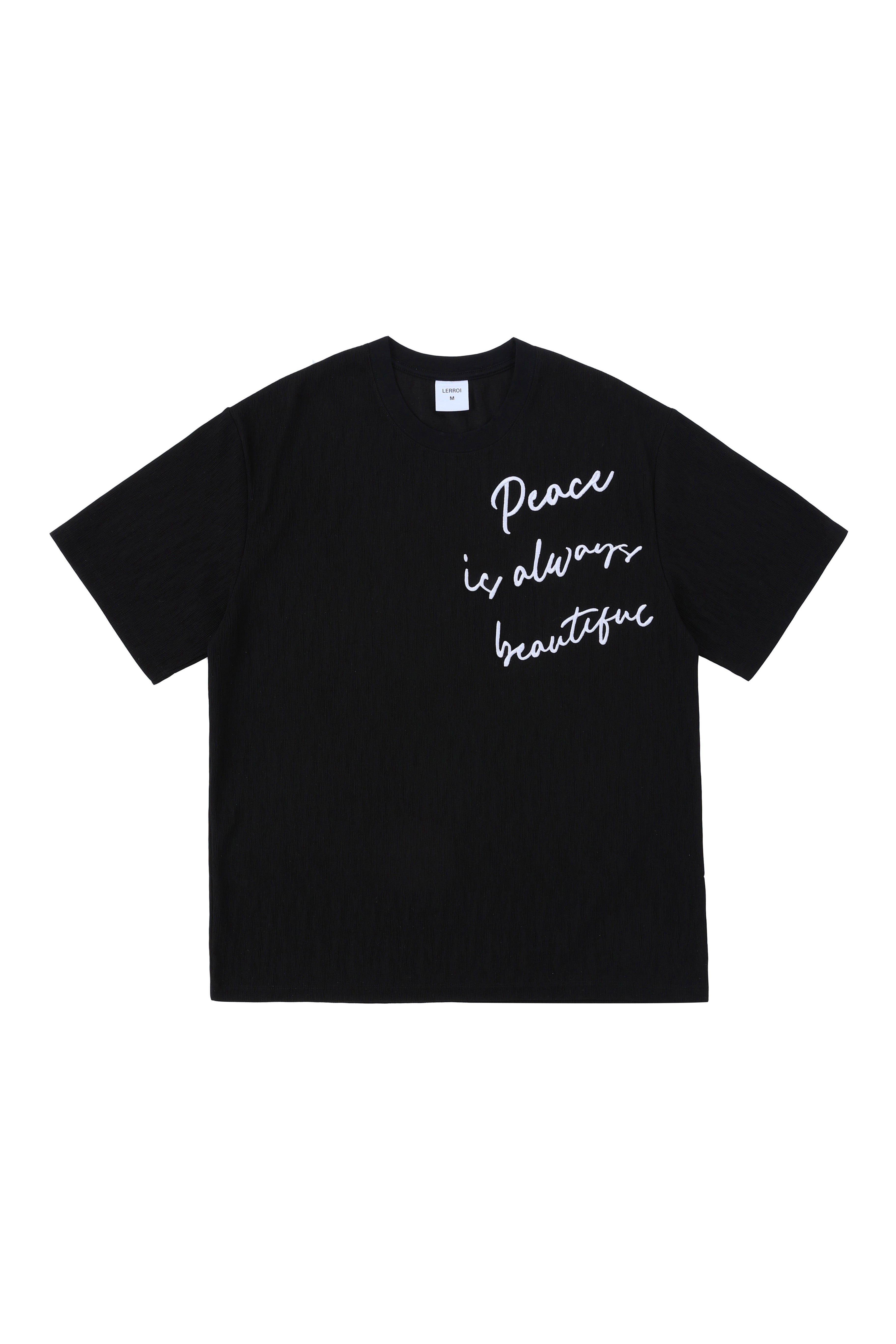 LERROI BLACK PEACE EMBROIDERY T-SHIRT BLACK