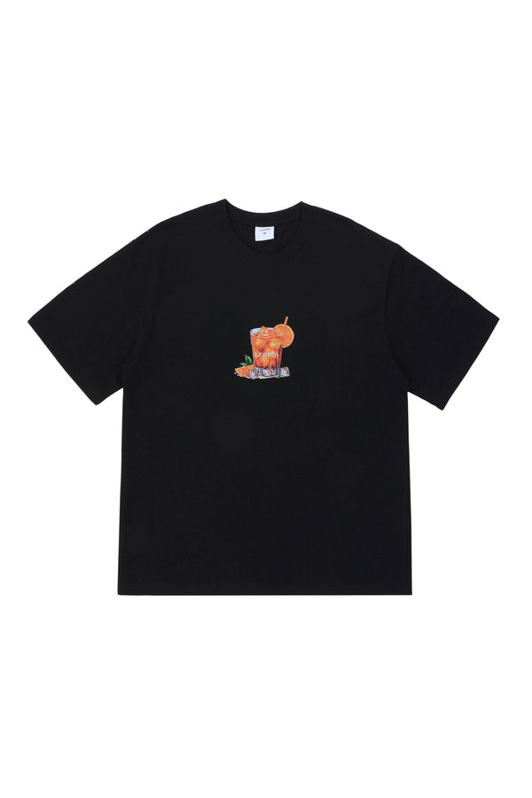 LERROI BLACK COCKTAIL PRINT T-SHIRT BLACK