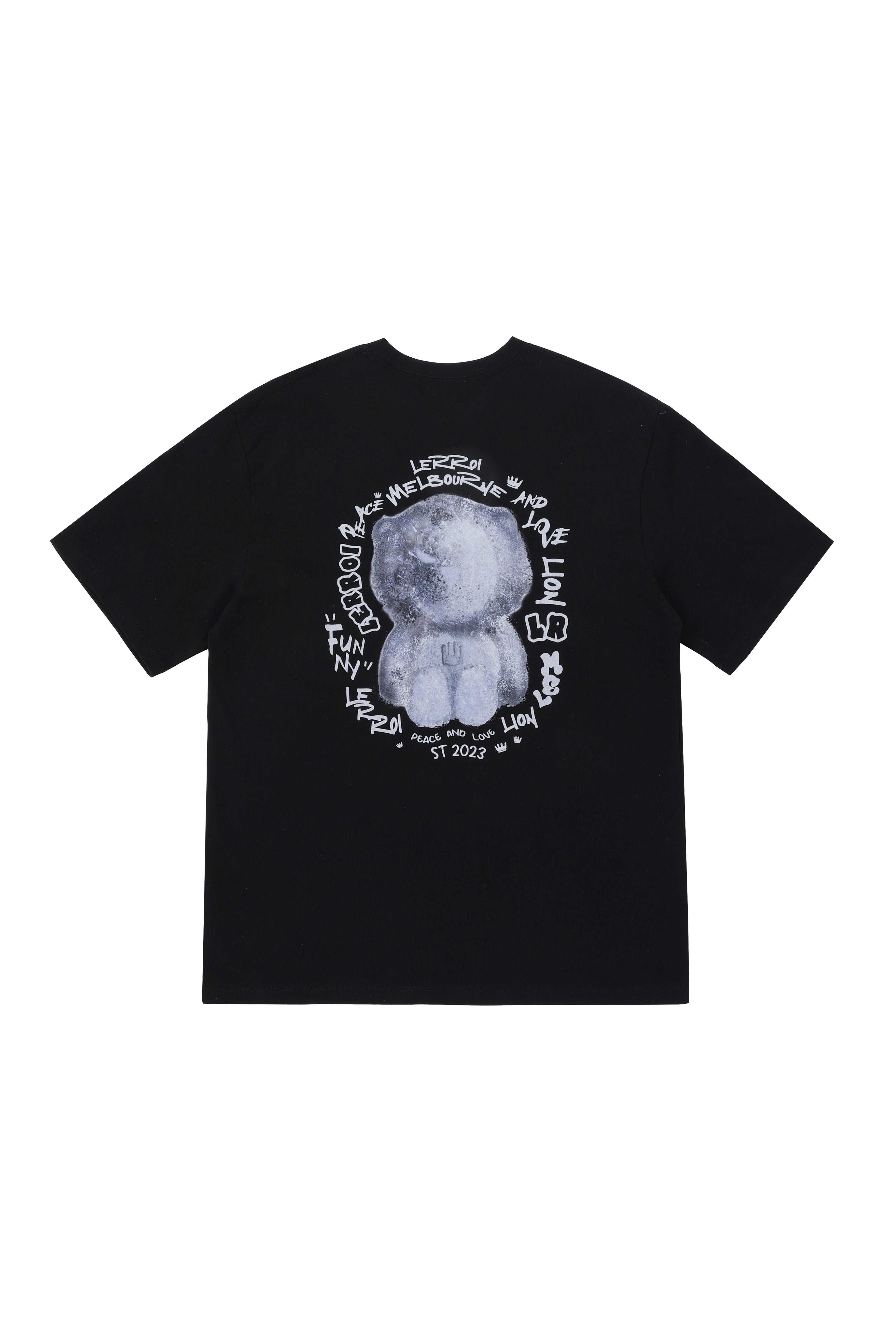 LERROI BLACK CRYSTAL LION PRINT T-SHIRT BLACK