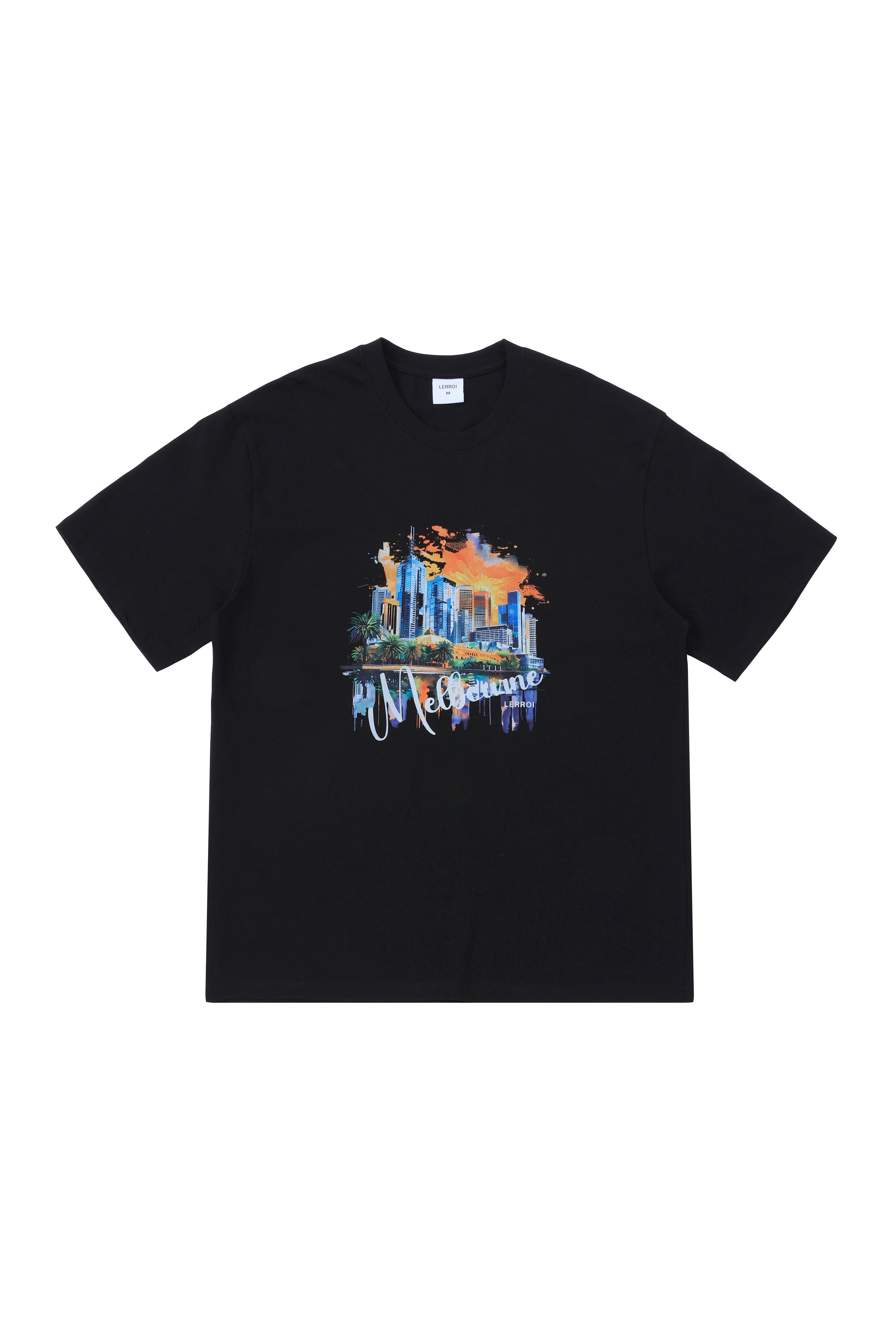 LERROI BLACK CITY SCENERY PRINT T-SHIRT BLACK