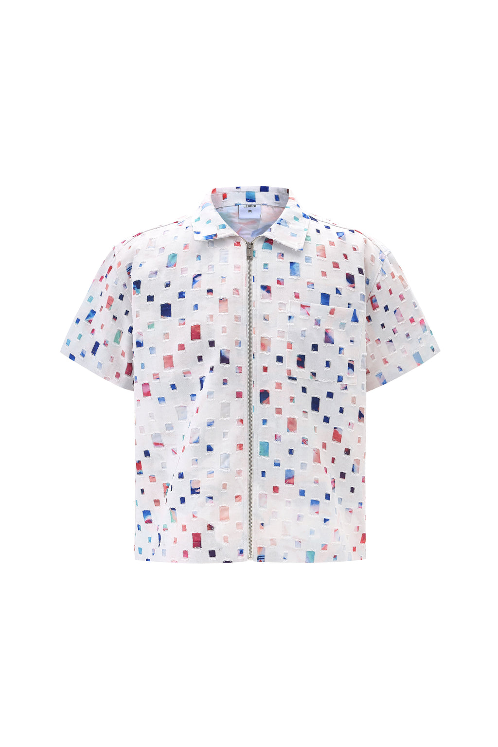 LERROI WHITE COMPOSITE PRINT DENIM SHIRT WHITE