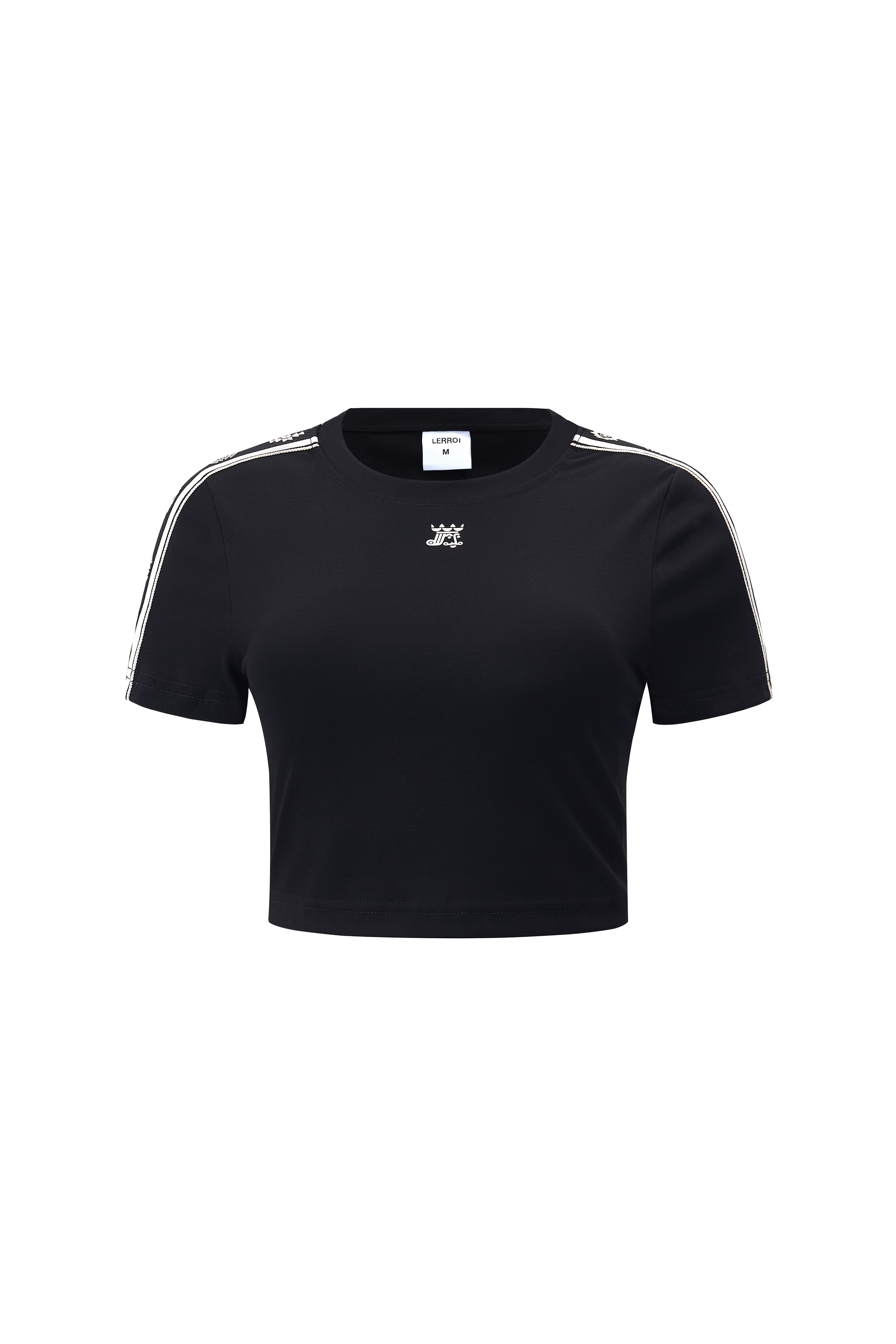 LERROI BLACK TAPED SLEEVE CROP T-SHIRT BLACK