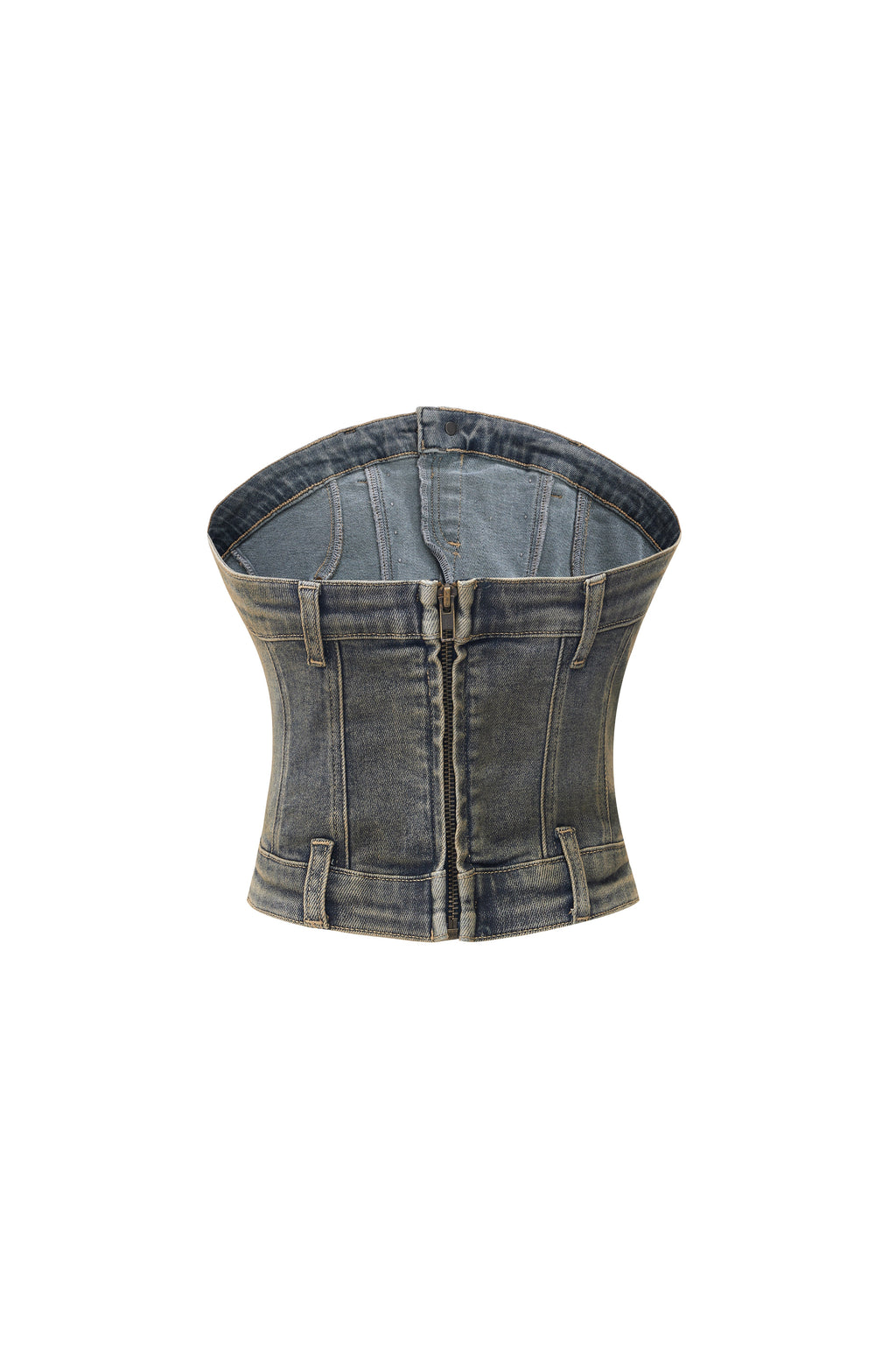 LERROI BLUE VINTAGE STUDDED DENIM BUSTIER BLUE